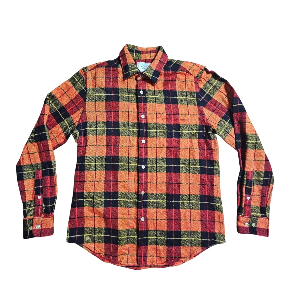 Portuguese Flannel Nebraska Plaid Button Up Shirt M Cotton Lumberjack Gorpcore.
